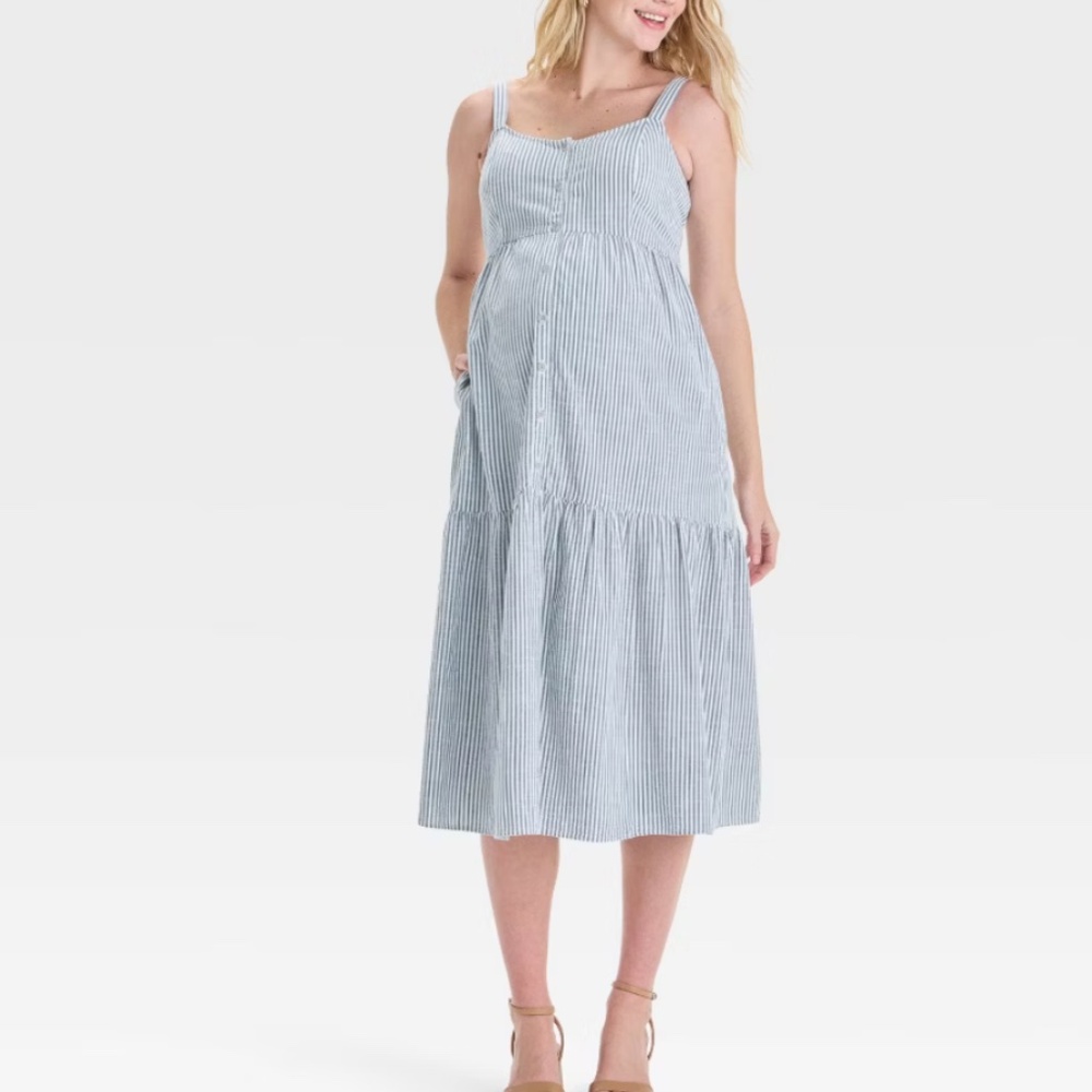 Isabel Maternity by Ingrid & Isabel | Button-Front Tiered Midi Dress | XXL